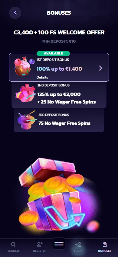 21bit Casino mobile promotions screen